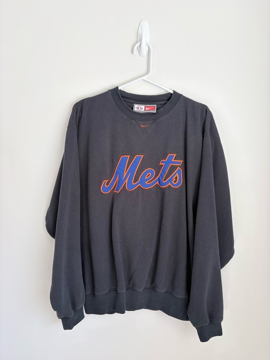 Nike Other - VINTAGE Y2K New York Mets Spellout Nike Center Swoosh Black Sweatshirt RARE Sz M